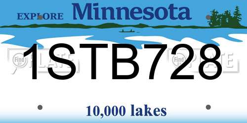 1STB728 Minnesota License Plate