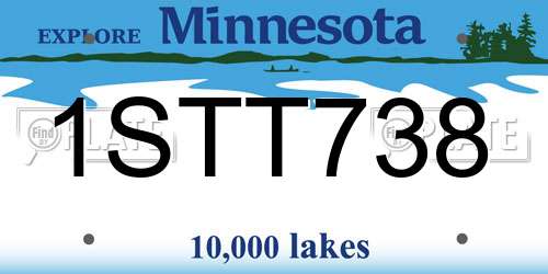 1STT738 Minnesota License Plate