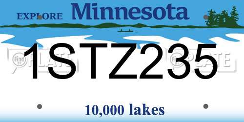 1STZ235 Minnesota License Plate