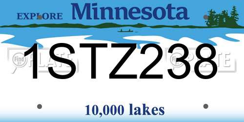 1STZ238 Minnesota License Plate