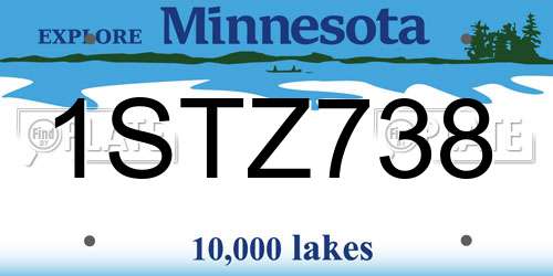 1STZ738 Minnesota License Plate