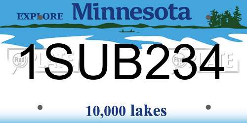 1SUB234 Minnesota License Plate