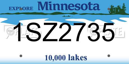 1SZ2735 Minnesota License Plate
