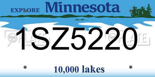 1SZ5220 Minnesota License Plate