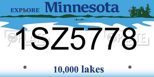 1SZ5778 Minnesota License Plate