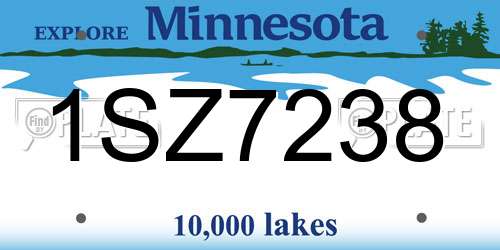 1SZ7238 Minnesota License Plate