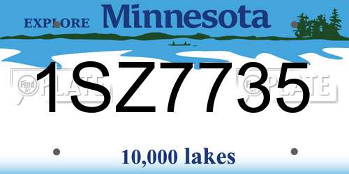 1SZ7735 Minnesota License Plate