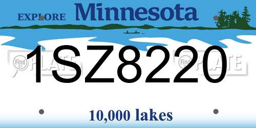 1SZ8220 Minnesota License Plate