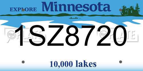 1SZ8720 Minnesota License Plate
