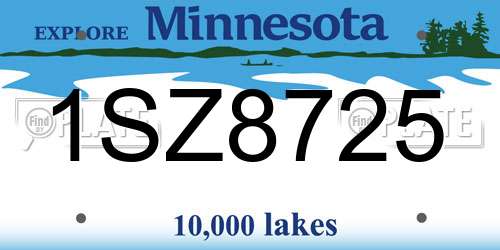 1SZ8725 Minnesota License Plate