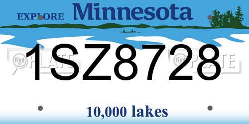 1SZ8728 Minnesota License Plate