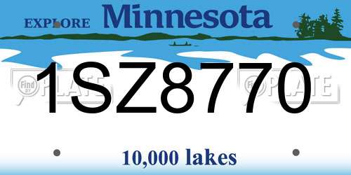 1SZ8770 Minnesota License Plate