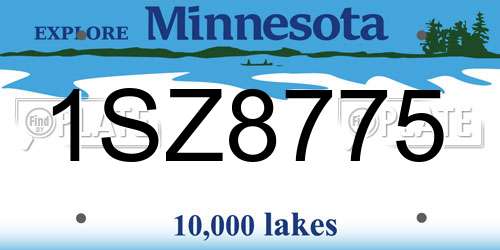 1SZ8775 Minnesota License Plate