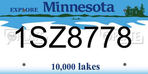 1SZ8778 Minnesota License Plate