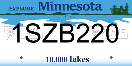1SZB220 Minnesota License Plate