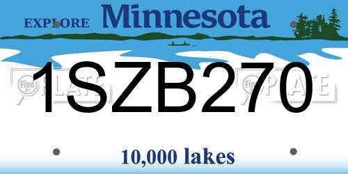 1SZB270 Minnesota License Plate