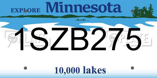 1SZB275 Minnesota License Plate