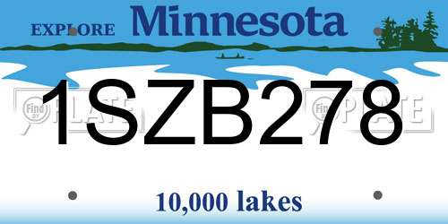 1SZB278 Minnesota License Plate