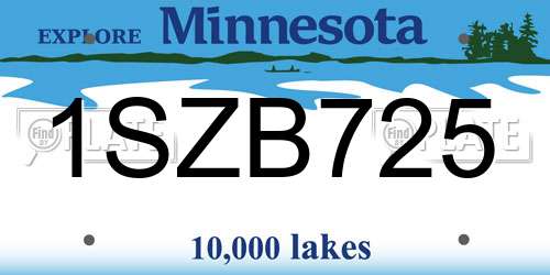 1SZB725 Minnesota License Plate
