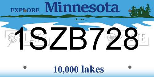 1SZB728 Minnesota License Plate