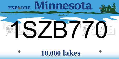 1SZB770 Minnesota License Plate