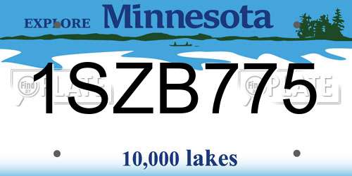1SZB775 Minnesota License Plate