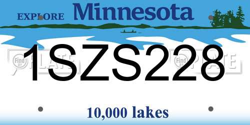 1SZS228 Minnesota License Plate