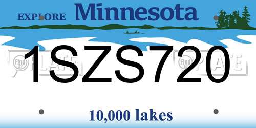 1SZS720 Minnesota License Plate