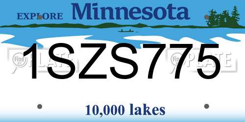 1SZS775 Minnesota License Plate