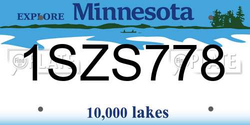 1SZS778 Minnesota License Plate