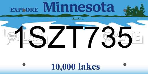 1SZT735 Minnesota License Plate
