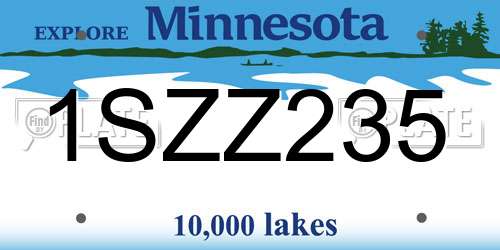1SZZ235 Minnesota License Plate