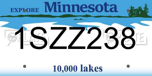 1SZZ238 Minnesota License Plate