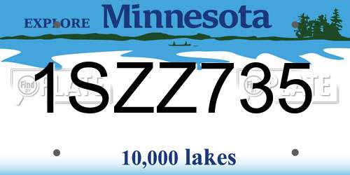 1SZZ735 Minnesota License Plate
