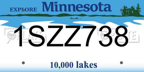 1SZZ738 Minnesota License Plate