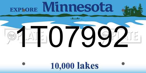 1T07992 Minnesota License Plate