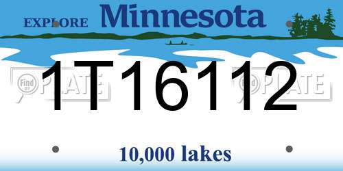 1T16112 Minnesota License Plate