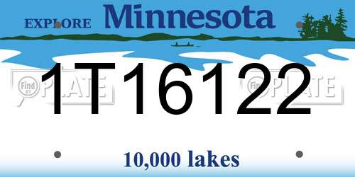 1T16122 Minnesota License Plate