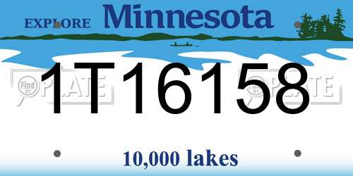 1T16158 Minnesota License Plate