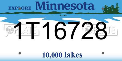 1T16728 Minnesota License Plate
