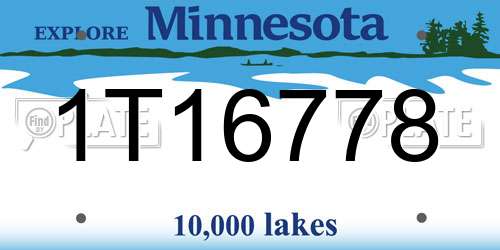 1T16778 Minnesota License Plate