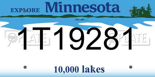 1T19281 Minnesota License Plate