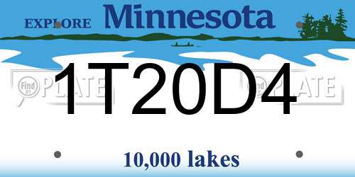 1T20D4 Minnesota License Plate