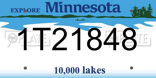 1T21848 Minnesota License Plate