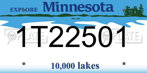1T22501 Minnesota License Plate