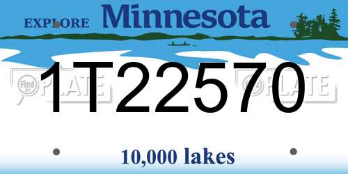 1T22570 Minnesota License Plate