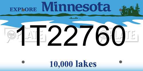 1T22760 Minnesota License Plate