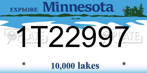 1T22997 Minnesota License Plate