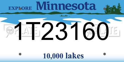 1T23160 Minnesota License Plate