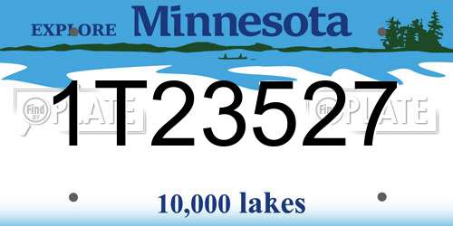 1T23527 Minnesota License Plate